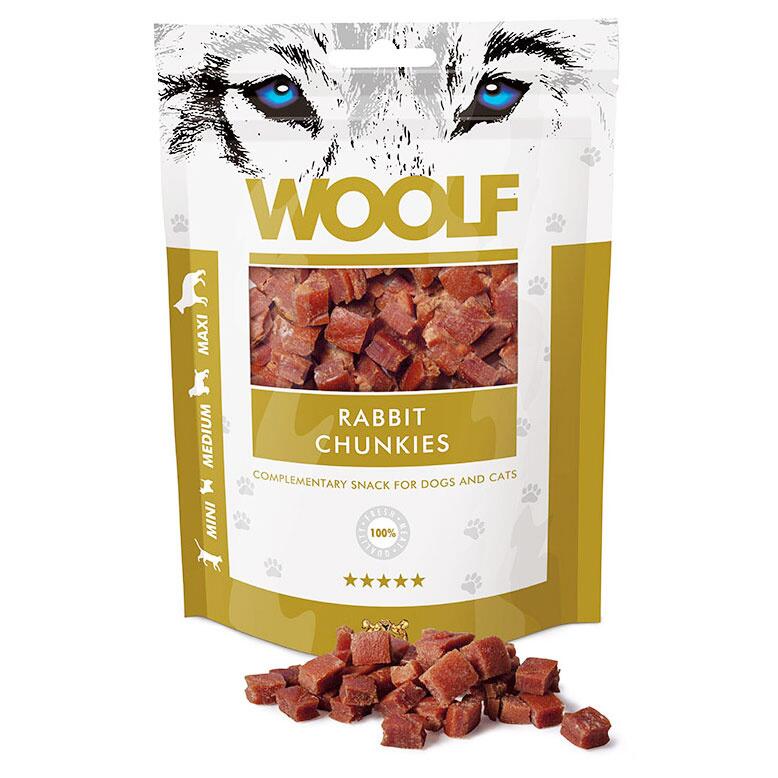 Woolf Rabbit Chunkies 100 г – лакомства за кучета и котки с висококачествено заешко месо