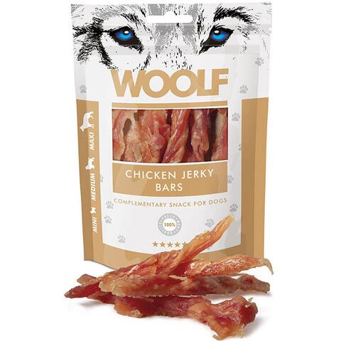 Woolf Chicken Jerky Bars 100 г – лакомства за кучета с висококачествено пилешко месо