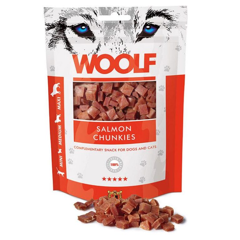 Woolf Salmon Chunkies 100 г – лакомства за кучета и котки с висококачествена сьомга