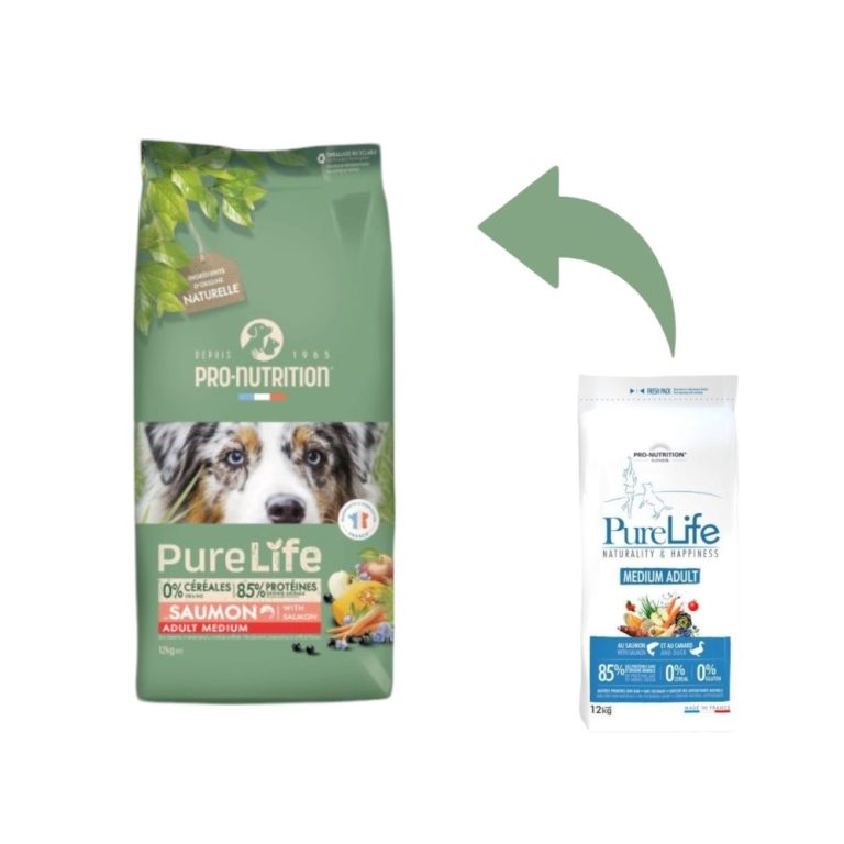 Pro-Nutrition Pure Life Dog Adult Medium – Пълноценна храна за кучета от средни породи, с риба, 12 кг
