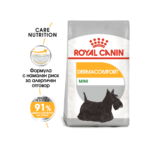 Опаковка на Royal Canin Mini Dermacomfort 8 кг – суха храна за малки кучета с чувствителна кожа