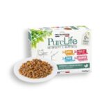Pure Life МУЛТИПАК (12 бр.) пауч за котки - филенца с пилешко, пуешко, сьомга и риба тон 4 разл. вкуса по 3 бр.