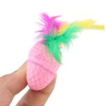 Играчка за котка топче дунапрен с перо, 4 см - Image 2