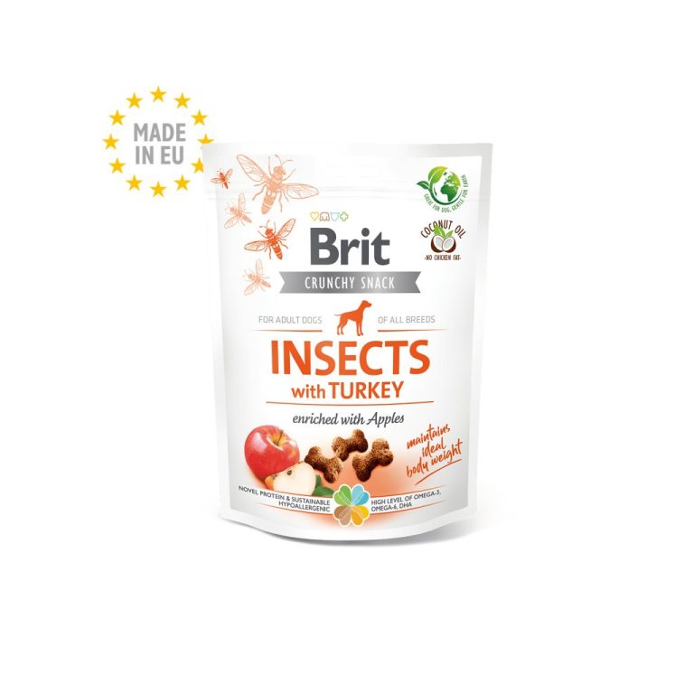 Brit Crunchy Snack Insects with Turkey – Хрупкав снакс за кучета, обогатен с ябълки, 200 г