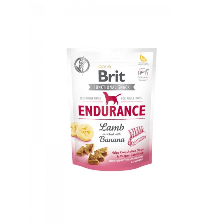 Brit Endurance – функционален снакс с агнешко и банан за кучета, 150 г