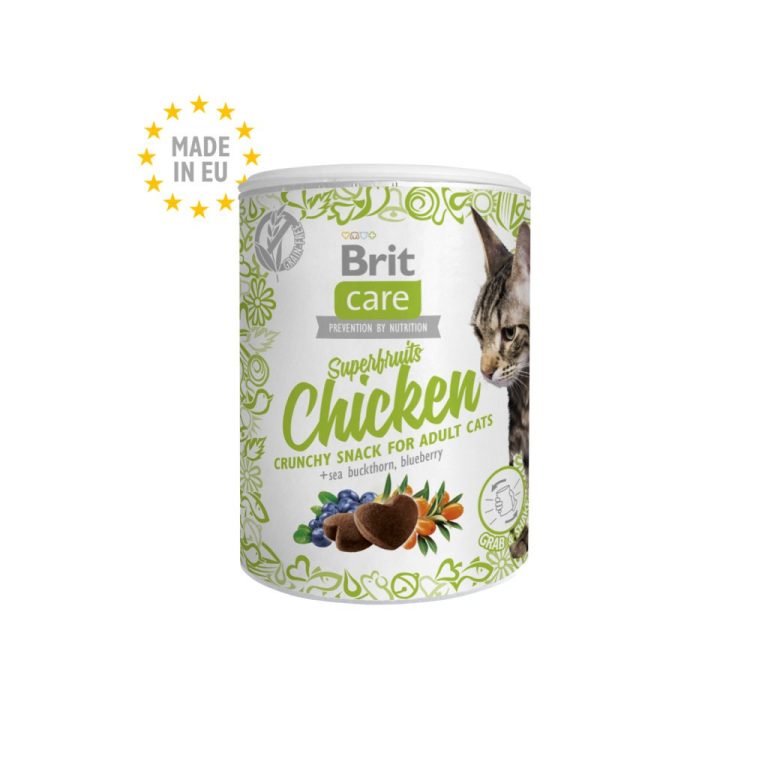 Brit Care Superfruits Chicken – Хрупкави лакомства за котки, 100 грама