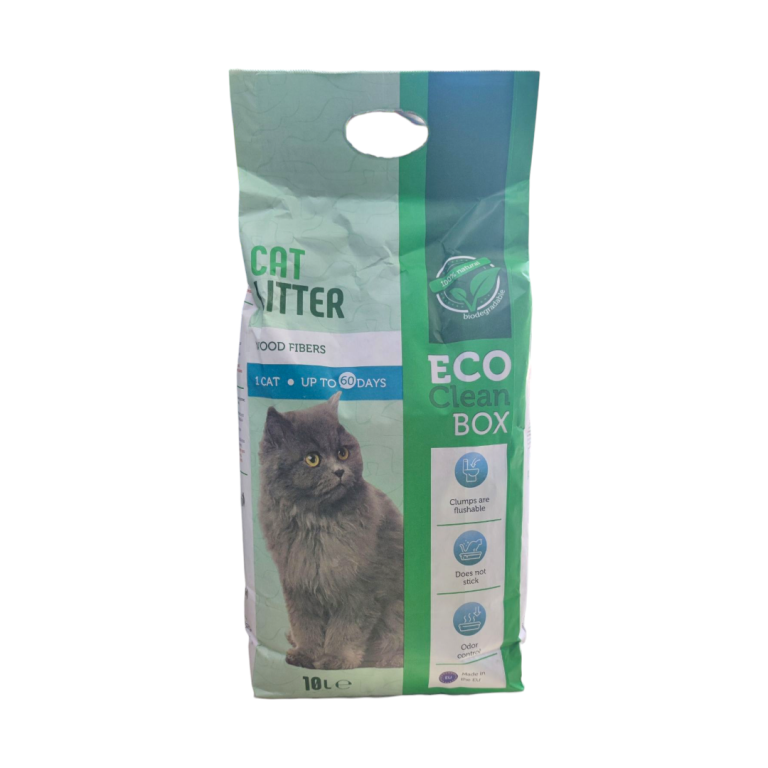 Eco Clean Box котешка тоалетна – биоразградима постелка от дървесни влакна, 10 литра