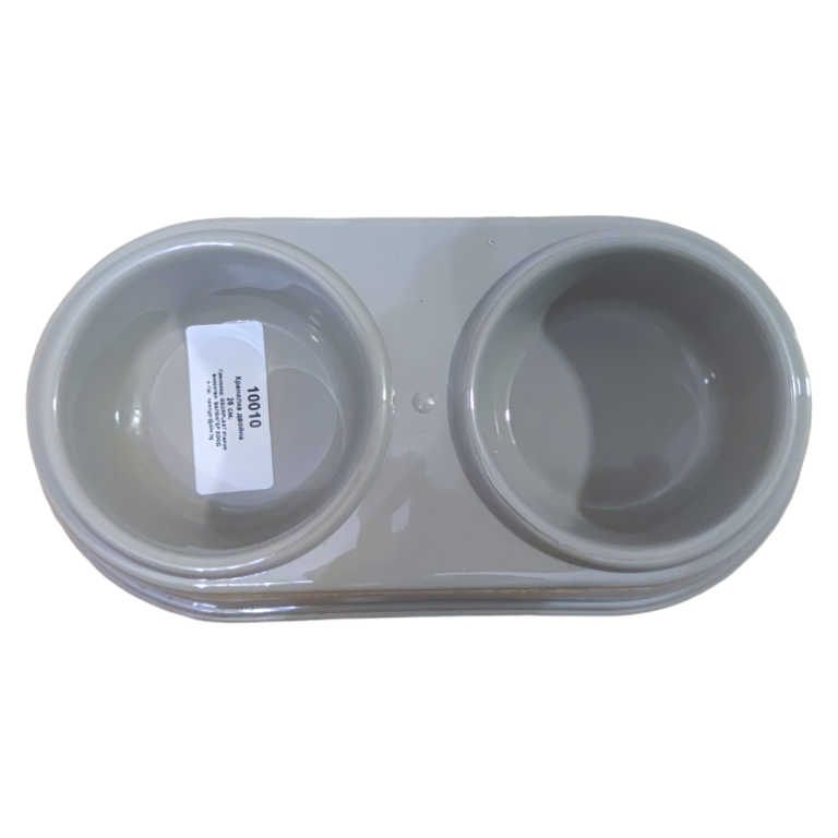 Двойна купа за кучета и котки GEORPLAST, сиво-зелена, 2 x 10 см