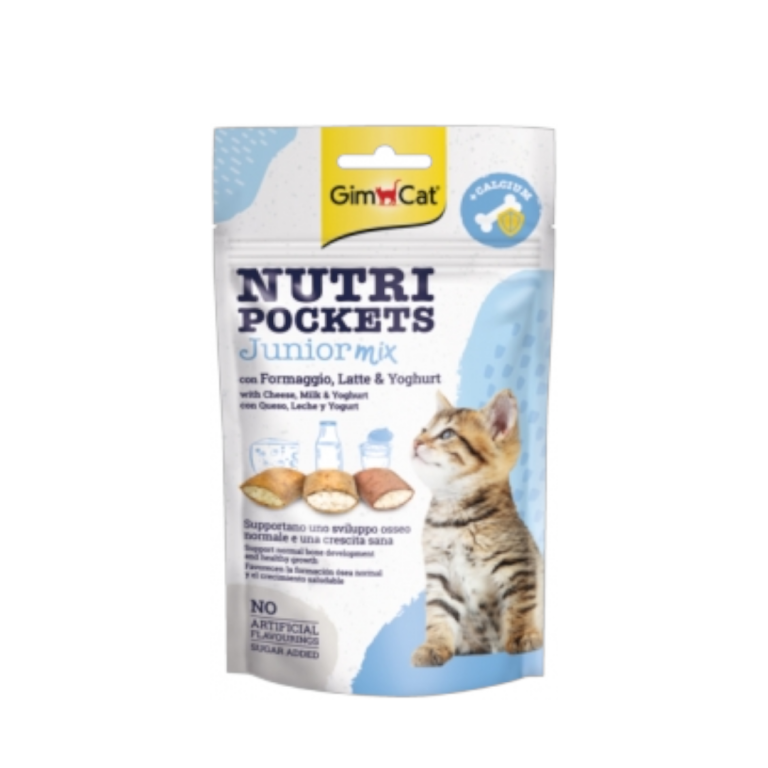 Лакомства за котенца Gimcat Nutri Pockets Junior Mix с калций, 60 г