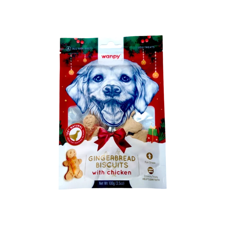 Коледен пакет лакомства за куче Wanpy Gingerbread Biscuits - 100 гр.