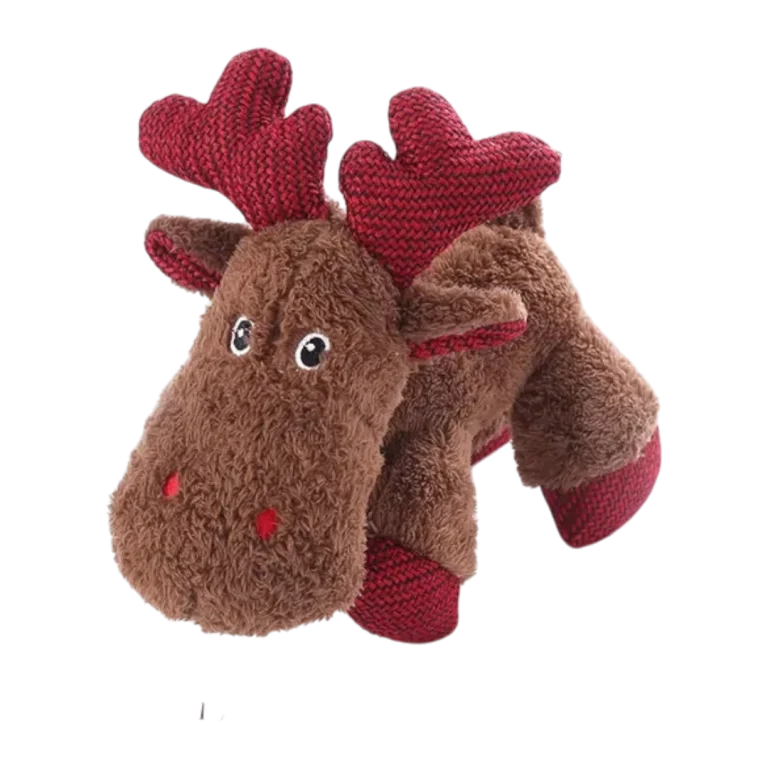 Коледна играчка за кучета – еленче 21/26/10 см от VEO LifeStyle for Pets, мека и безопасна плюшена играчка.
