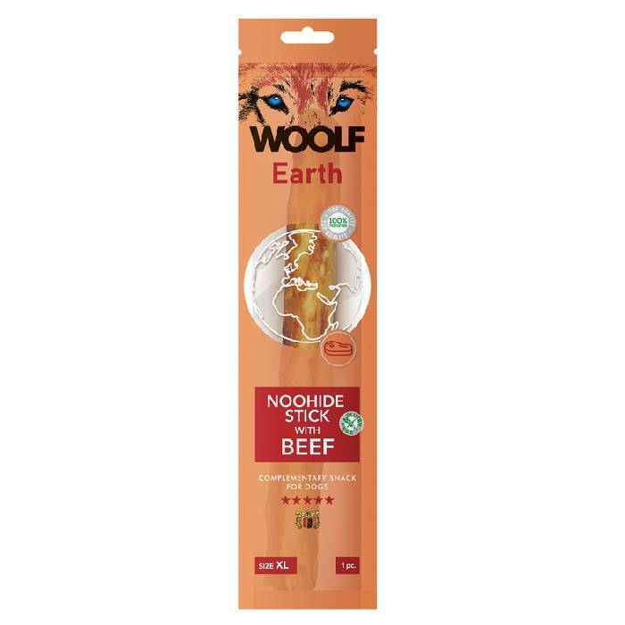 Woolf-Noohide-Stick-Okse (2)1707990207.4643.jpg Woolf Earth NooHide Sticks XL с говеждо 85 г – натурално лакомство за кучета от всички породи