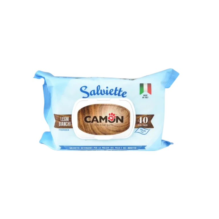 Camon Legni Bianchi мокри кърпички за кучета и котки – 40 броя, аромат на бяло дърво