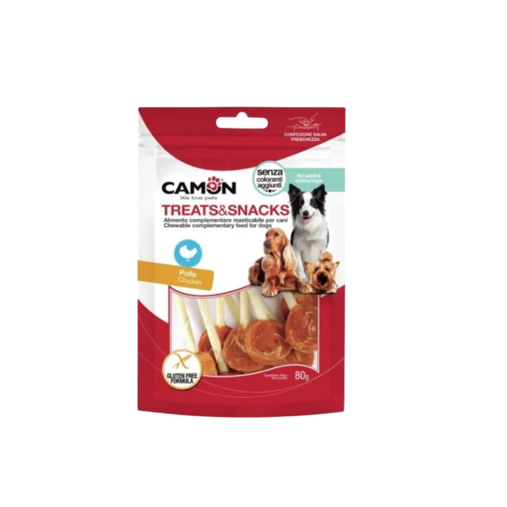 CAMON CHICKEN LOLLIPOP – пилешка близалка за кучета 80 г – дъвчащо лакомство от Италия