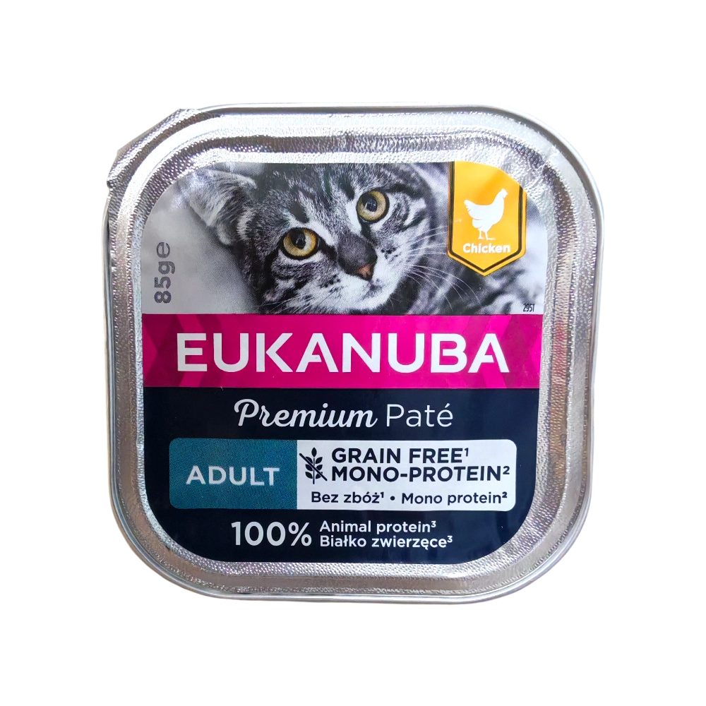 EUKANUBA Premium Paté за котки с пиле – 85 г пауч, без зърно, с 100% животински протеин