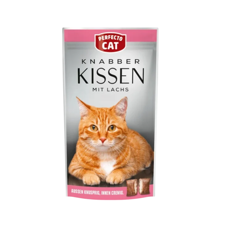 Perfecto Cat Knabber Kissen с вкус на сьомга – хрупкави лакомства за котки 50 г