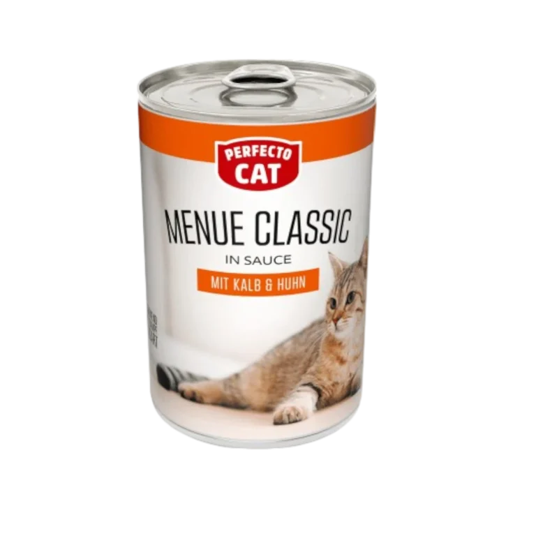Perfecto Cat Menu Classic с телешко и пилешко – мокра храна за котки 400 г в консерва
