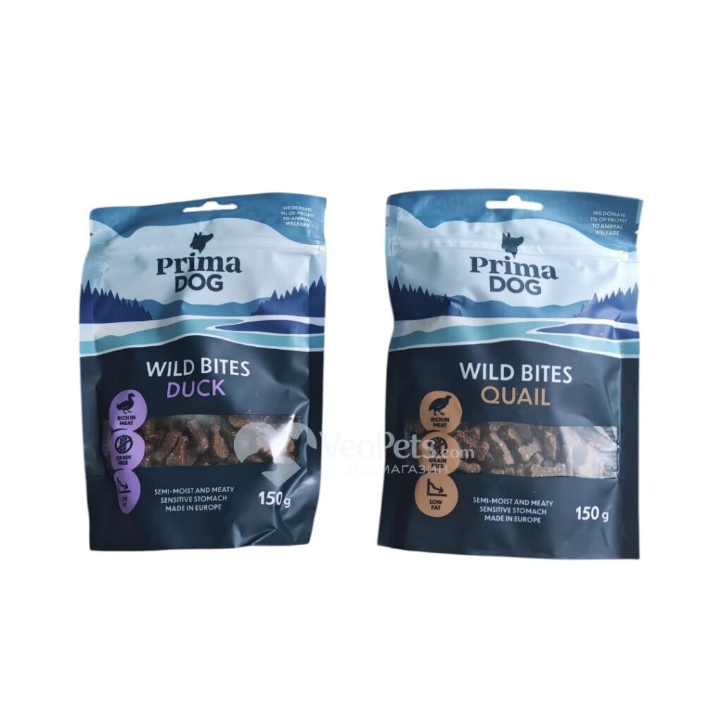 PrimaDog Wild Bites лакомства за кучета различни вкусове 150 гр